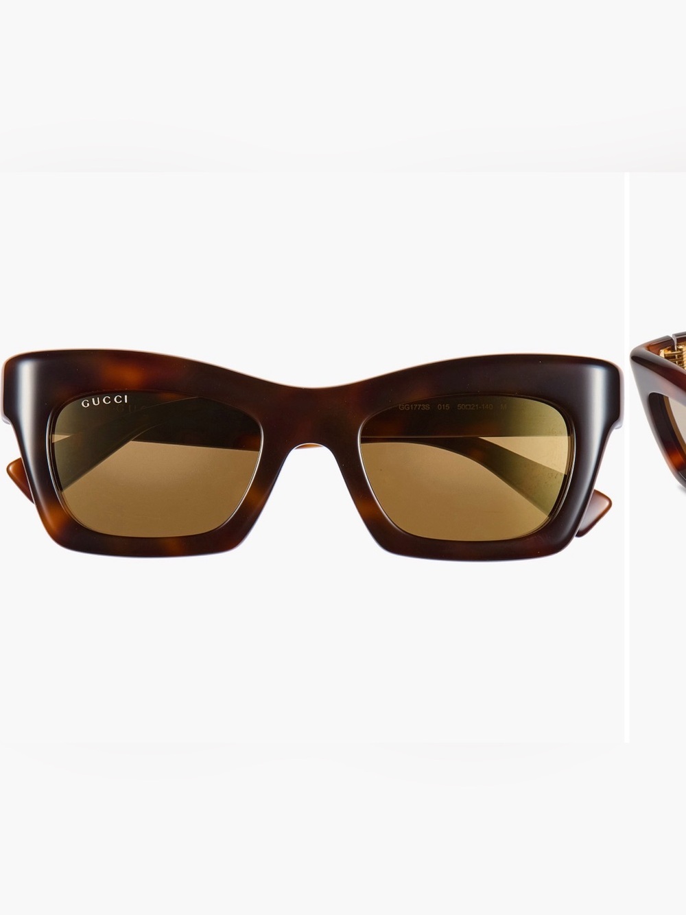 Gucci Brown Tortoiseshell Rectangular Women’s Sunglasses